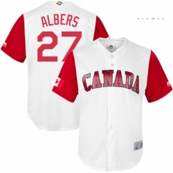 Mens Canada Baseball Majestic 27 Andrew Albers White 2017 World Baseball Classic Replica Team Jersey