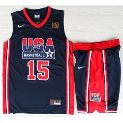 USA Basketball 1992 Olympic Dream Team Blue Jerseys & Shorts Suits 15# Magic Earvin Johnson