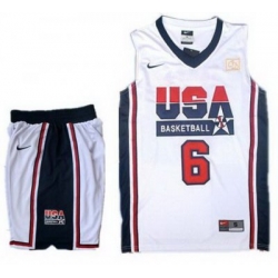 USA Basketball Retro 1992 Olympic Dream Team White Jersey & Shorts Suit #6 LeBron James