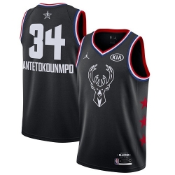 Bucks #34 Giannis Antetokounmpo Black Basketball Jordan Swingman 2019 All Star Game Jersey