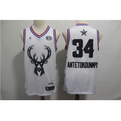 Bucks 34 Giannis Antetokounmpo White 2019 NBA All Star Game Jordan Brand Swingman Jersey