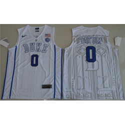 Blue Devils #0 Jayson Tatum White Basketball Elite Stitched NCAA Jersey