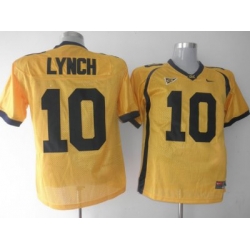 Golden Bears #10 Marshawn Lynch Gold Embroidered NCAA Jersey