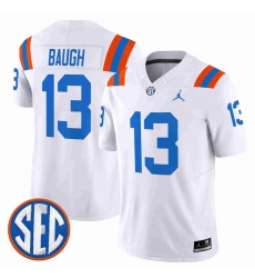 Men Florida Gators  13 Jadan Baugh White  1960s Throwback  F U S E  Vapor Limited Stitched Football Jersey