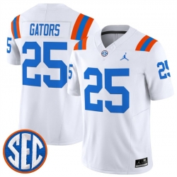 Men Florida Gators  25 Gators White  1960s Throwback  F U S E  Vapor Limited Stitched Football Jersey