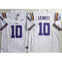 Men LSU Tigers  10 Sam Leavitt White 2026 F U S E  Stitched Jersey