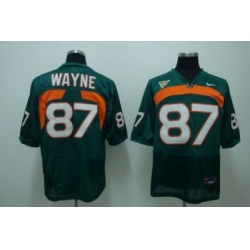 Hurricanes #87 Reggie Wayn Green Embroidered NCAA Jersey