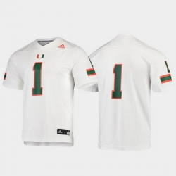 Men Miami Hurricanes 1 White Replica Football Jersey