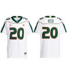 Men Miami Hurricanes  20 Ed Reed White Away Stitched Football Jersey