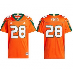 Men Miami Hurricanes  28 Clinton Portis Orange Home Stitched Football Jersey