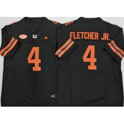 Men Miami Hurricanes  4  4 Mark Fletcher Jr  Black F U S E  Stitched Football Jersey
