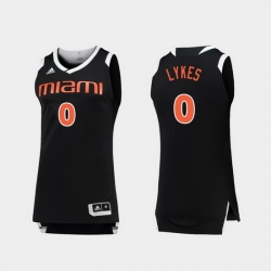 Men Miami Hurricanes Chris Lykes Black White Chase College Basketball Jersey