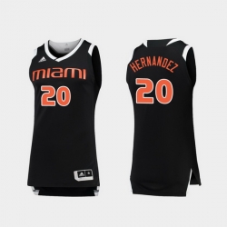 Men Miami Hurricanes Dewan Hernandez Black White Chase College Basketball Jersey