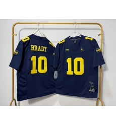 Men Michigan Wolverines 10 Tom Brady Navy Blue F U S E Stitched Jersey