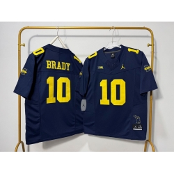 Men Michigan Wolverines 10 Tom Brady Navy Blue F U S E Stitched Jersey