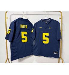 Men Michigan Wolverines 5 Savion Hiter Navy Blue F U S E Stitched Jersey