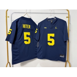 Men Michigan Wolverines 5 Savion Hiter Navy Blue F U S E Stitched Jersey