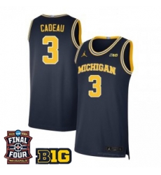 Men Michigan Wolverines Elliot Cadeau #3 Jordan Stitched Blue Final FOUR Patch Jersey Men Michigan Wolverines Elliot Cadeau #3 Jordan Stitched Blue Final FOUR Patch Jersey