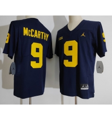 Men's Michigan Wolverines Eamonn Dennis #9 Blue Brand Jordan Football College Jersey