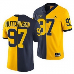 Michigan Wolverines 2021 22 Aidan Hutchinson Navy Maize Split Edition College Football Jersey