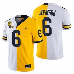 Michigan Wolverines Cornelius Johnson White Maize Tm 42 Patch Split Limited Edition Jersey