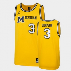 Michigan Wolverines Zavier Simpson Maize Replica Men'S Jersey