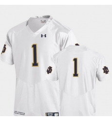 Men Notre Dame Fighting Irish 1 White College Football Finished Replica Jersey