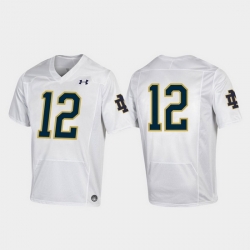 Men Notre Dame Fighting Irish 12 White Replica College Football Jersey