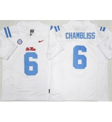 Men Ole Miss Rebels 6 Trinidad Chambliss White 2026 F U S E  Stitched jersey