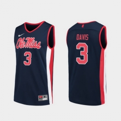 Men Ole Miss Rebels Terence Davis Navy Replica College Basketball Jersey