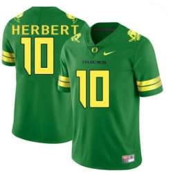 Men JUSTIN HERBERT JERSEY #10 OREGON DUCKS GREEN