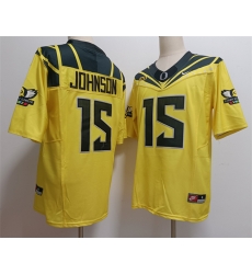Men Oregon Ducks 15 Tez Johnson Yellow 2024 F U S E Stitched Jersey Men Oregon Ducks 15 Tez Johnson Yellow 2024 F U S E Stitched Jersey