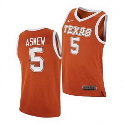 Texas Longhorns Devin Askew Orange College Basketball 2021 Top Transfers Jersey