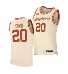 Texas Longhorns Jericho Sims Cream Retro Texas Longhorns Jersey