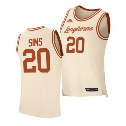 Texas Longhorns Jericho Sims Cream Retro Texas Longhorns Jersey