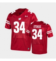 Men Wisconsin Badgers Mason Stokke Premier Red Football Jersey