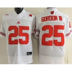 Wisconsin Badgers 25 Melvin Gordon III White College Jersey