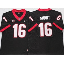 Men #16 SMART Georgia Bulldogs College Football Jerseys Sale-Black