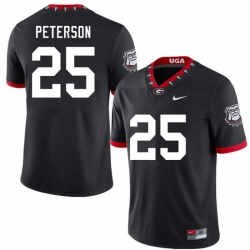 Men #25 Steven Peterson Georgia Bulldogs 100th Anniversary College Football Jerseys Sale-100th Black