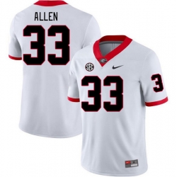 Men #33 C.J. Allen Georgia Bulldogs College Football Jerseys Stitched-White