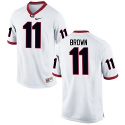 Men Georgia Bulldogs #11 Keyon Brown College Football Jerseys-White