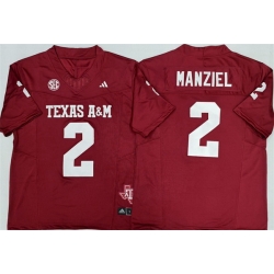Men Texas A 26M Aggies Lions 2 Johnny Manziel Red 2025 F U S E  Stitched Jersey