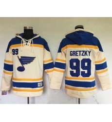 Blues #99 Wayne Gretzky Cream Sawyer Hooded Sweatshirt Stitched NHL Jersey