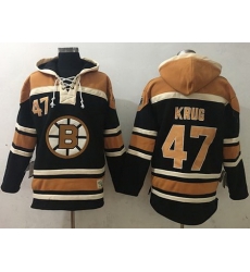 Bruins #47 Torey Krug Black Sawyer Hooded Sweatshirt Stitched NHL Jersey