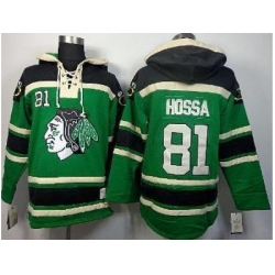 Chicago Blackhawks 81 Marian Hossa Green Lace-Up Hoodies