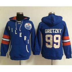 Edmonton Oilers 99 Wayne Gretzky Light Blue Women Old Time Heidi NHL Hoodie