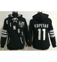 Los Angeles Kings 11 Anze Kopitar Black Women Old Time Heidi NHL Hoodie