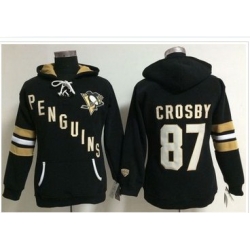 Women Pittsburgh Penguins 87 Sidney Crosby Black Old Time Heidi NHL Hoodie