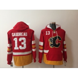 Men Calgary Flames 13 Johnny Gaudreau Red Pullover NHL Hoodie