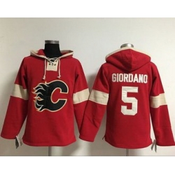 Men Calgary Flames 5 Mark Giordano Red Pullover NHL Hoodie